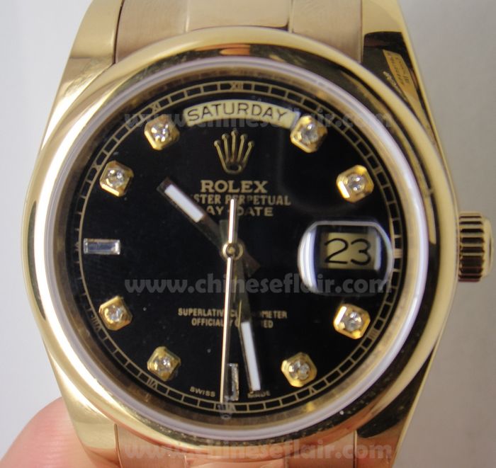 All Gold Rolex Day-Date Presidential Watch/ Black Dial